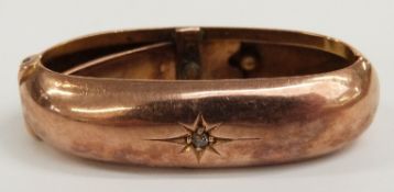Victorian 9ct rose gold scarf clip set with a diamond in a star
