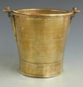 18th/19thC brass ice bucket modelled as a riveted pail, height 20cm