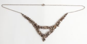 Victorian/ early 20th century floral silver necklace set with paste