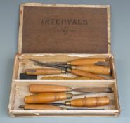 Collection of wood carving chisels impressed M&C London,  Marples and Sons etc