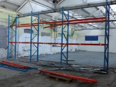 Three bays of heavy duty pallet racking comprising four 360x90cm uprights and twelve 280cm cross