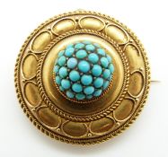 Victorian Etruscan Revival gold brooch/ pendant with applied rope twist decoration, set with