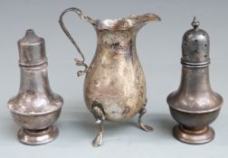 Edward VII hallmarked silver salt and pepper, Birmingham 1908 maker G Loveridge & Co, height 10cm
