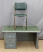 Industrial desk and chair, the chair marked Omal, W122 x H62 x D80cm