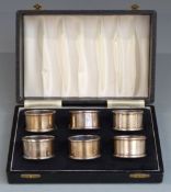 Set of six hallmarked silver napkin rings, Sheffield 1979 maker's mark H.G & S, weight 95g