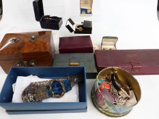 A collection of jewellery including cut steel hair piece, paste necklace, silver Mizpah brooch,