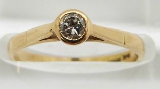 An 18ct gold ring set with a diamond of approximately 0.1ct, 2.2g, size L