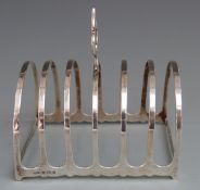George V hallmarked silver seven bar toast rack, Birmingham 1938 maker Gorham Manufacturing Co,