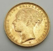 1884 gold full sovereign, young head Victoria, Melbourne Mint