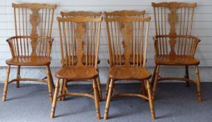 Set of six (2+4) light oak or elm or ash Windsor chairs - see previous lot for matching table