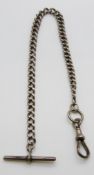 A silver graduated Albert/ fob chain