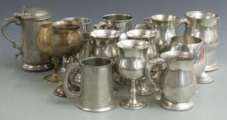 Four trays of pewter/plated tankards and trophies including Henley, Marlow and UK wide regattas