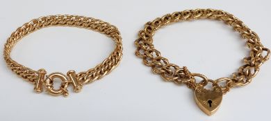 A 9ct gold bracelet (9.5g) and another gold plated bracelet