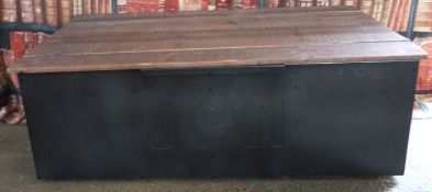 Industrial/haberdashery/shopfitting ammunition box style twin handled metal trunk with hinged