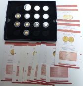 Please note description amended Twelve 24ct gold miniature commemorative coins with certificates