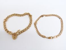 Two 9ct gold bracelets, 10g