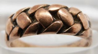 Victorian rose metal keeper ring, 2.9g, size J