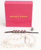 Butler & Wilson jewellery including a bracelet made up of skull links, a Butler & Wilson pearl and