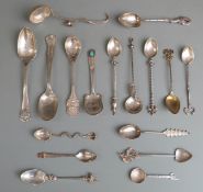 Quantity of white metal and other collectors spoons, some marked including Sterling, 800, 830 and