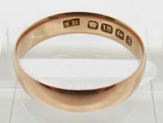 Edwardian rose gold wedding band/ring, Birmingham 1901, 2.7g, Size P