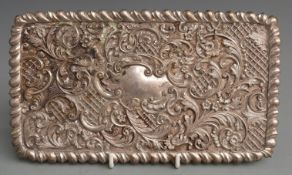 White metal embossed panel with gadrooned edge and vacant central cartouche, no visible marks, 23