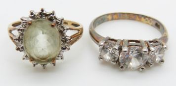 A 9ct gold ring set with paste and another 9ct gold ring
