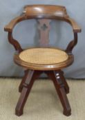 Vintage oak bergere office/swivel chair