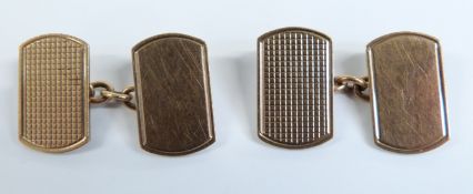 A pair of 9ct gold cufflinks with engine turned decoration, 7.8g