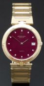 Raymond Weil 18ct gold plated wristwatch ref. 5610 with date aperture diamond hour markers, burgundy