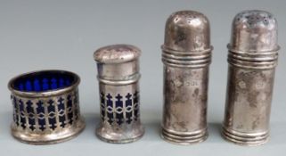 Pair of Victorian hallmarked silver salts, London 1896 maker Horace Woodward & Co Ltd, together with