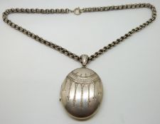 Victorian silver locket on original chain