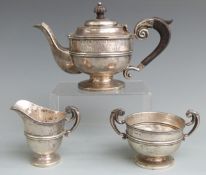Victorian hallmarked silver bachelor's teaset, Chester 1898 maker George Nathan & Ridley Hayes,