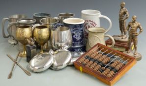 Three trays of pewter tankards and trophies mainly rowing related inc Henley, Reading Town 7