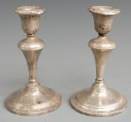 Pair of George V hallmarked silver  candlesticks, Birmingham 1912 maker W J Myatt & Co, height 12.