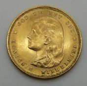 1897 gold ten Guilder coin