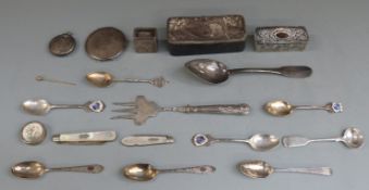 Hallmarked silver Art Deco style compact, similar smaller example, hallmarked silver and white metal