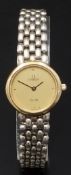 Omega De Ville ladies wristwatch ref. 595.0097 with gold hands, striped gold dial, gold plated