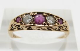 A 9ct gold ring set with rubies and diamonds, 2.1g, size Q