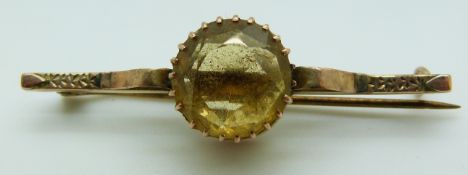 A 9ct gold brooch set with a citrine, 4.2g