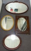 Four bevelled glass mirrors, width of largest 116cm