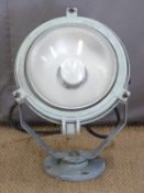 A cast aluminium industrial/maritime/naval floodlight with watertight seals, H65cm