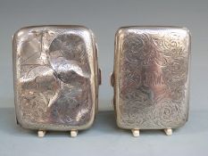Two hallmarked silver cigarette cases, both with engraved decoration, weight 116g
