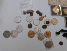 Quantity of Georgian and later coins including three Victorian crowns, cartwheel penny etc