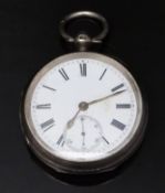 J Bunston of Chard hallmarked silver open faced pocket watch with inset subsidiary seconds dial,