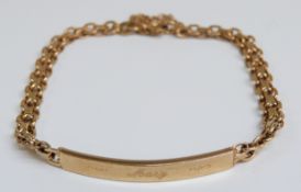 A 9ct gold identity bracelet, 9.4g