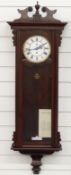 Vienna regulator c1840 single weight wall clock the enamelled Roman dial with gilt bezel, in
