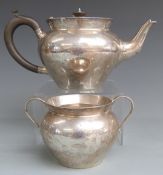 Victorian hallmarked silver teapot and sugar bowl, London 1898 maker Charles Edwards, length of