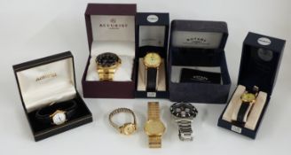 Seven ladies and gentleman's wristwatches comprising Rotary Chronospeed, Accurist MB1044B,