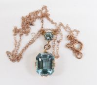 A 9ct gold necklace set with aquamarines