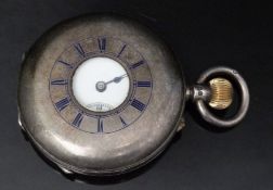Mackay Brothers of Dundee hallmarked silver keyless winding half hunter pocket watch with inset